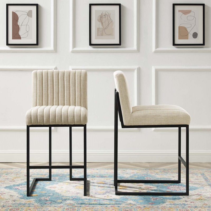 Tabouret de bar Indulge, Tabouret de bar (siège d'une hauteur de 26,5 po), Mélange de polyester beige, 2