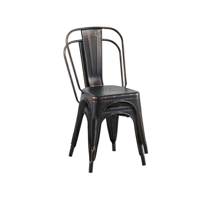 Kalya 18'' H Metal Stacking Side Chair, Sanded Matte Black, 2