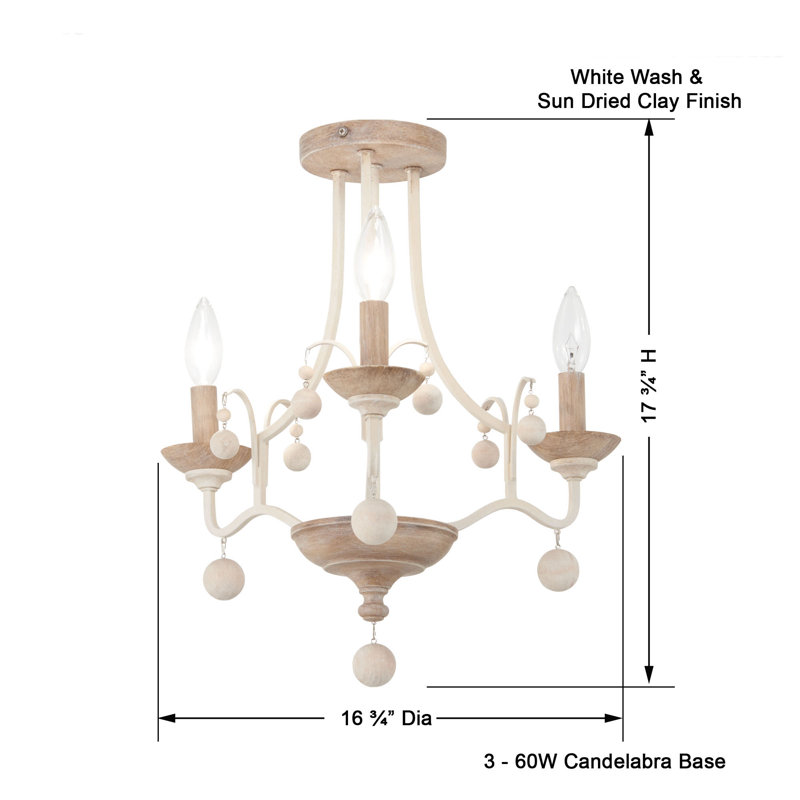 Etosha Semi Flush Mount, White Wash & Sun Dried Clay