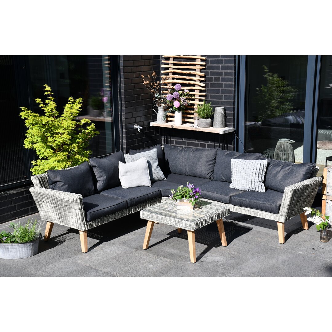 5-Sitzer Lounge-Set Rittman aus Rattan mit Polster