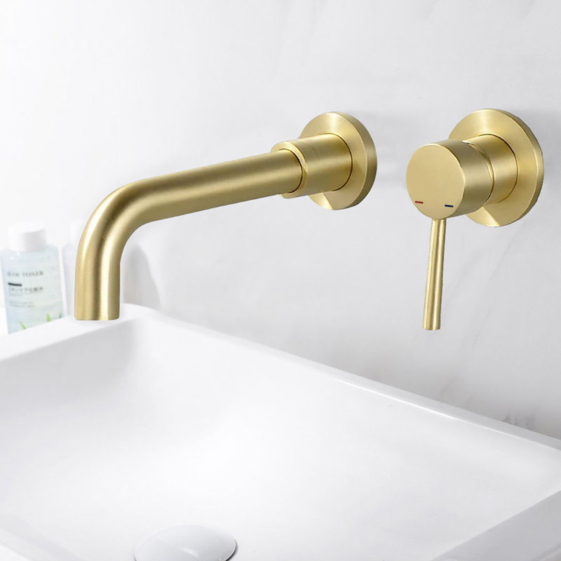 Single-handle Bathroom Faucet with Drain Assembly, Brushed Gold