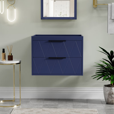 24" Wall Mount Single Bathroom Vanity Base Only, 2 Soft-close Drawers, Zinc Alloy Hardware