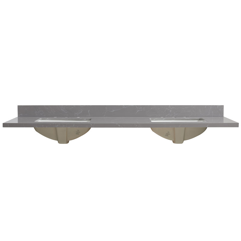 Jaen 73'' Reticulated Grey Stone Double Sink Vanity Top