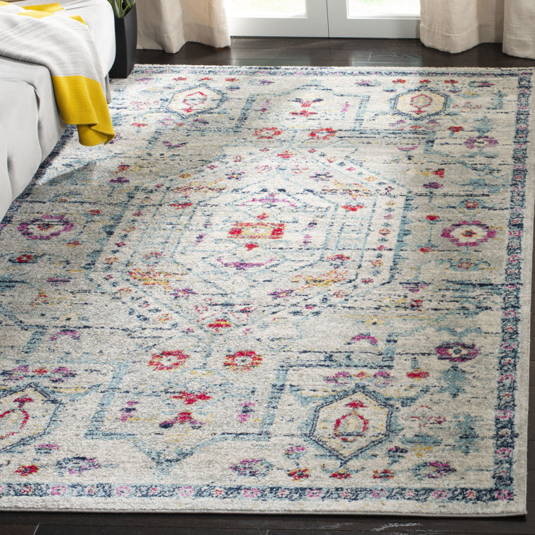 Christa Oriental Light Gray/Fuchsia Area Rug