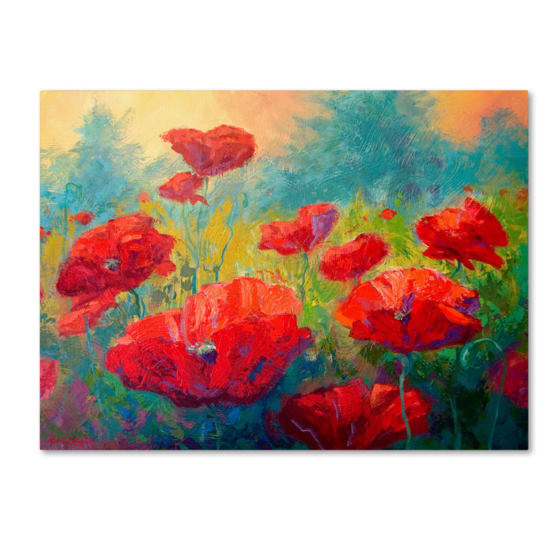 «Field of Poppies» par Mariaon Rose - reproduction d'art sur toile, H 14 po x l 19 po x P 2 po