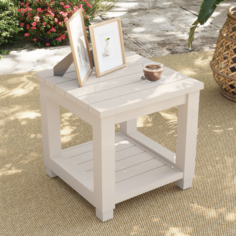 Table de patio d'extérieur Deford, Beige