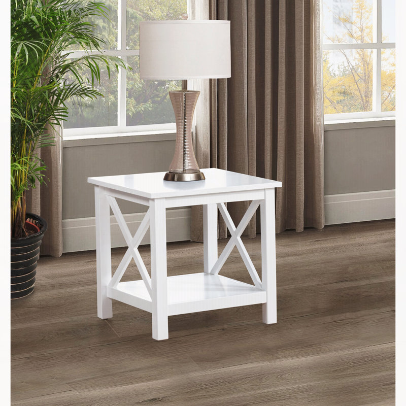 Table de bout blanche, 20.25" H x 20" W x 20" D, Blanc