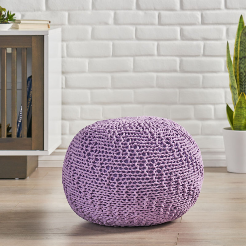 Moreland Upholstered Pouf, Lavender Cotton