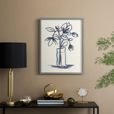 «Indigo Bud Vase II», reproduction encadrée - bois massif