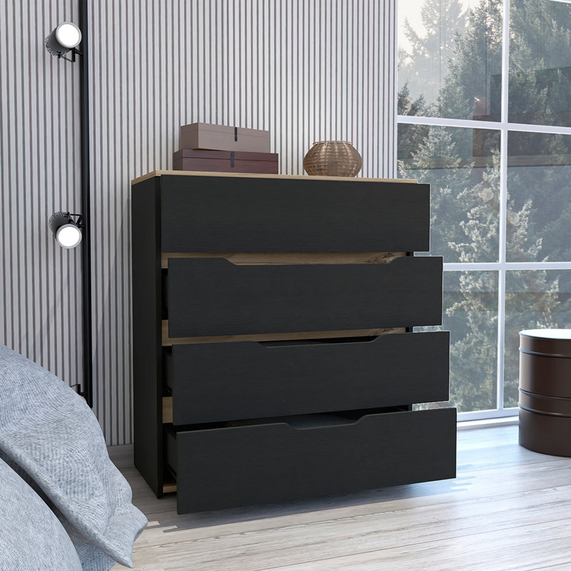 Commode 4 tiroirs Lynbrook Wengue, Noir