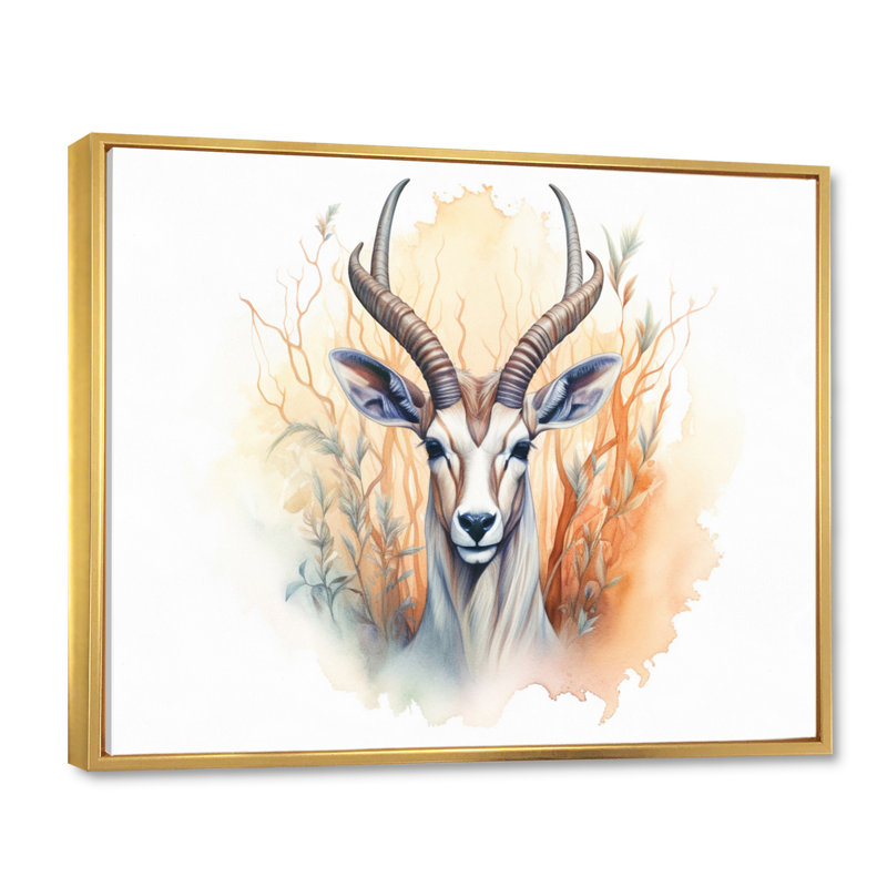 Graceful Antelope I, reproduction d'art sur toile, 16" H x 32" W, Cadre flottant doré