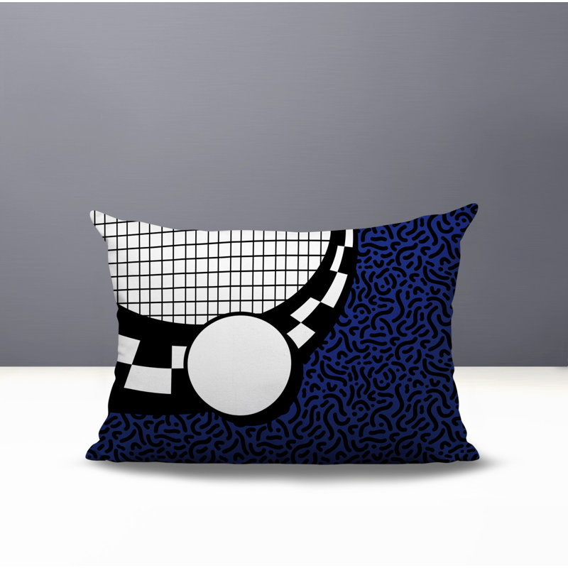 Coussin lombaire réversible Dotrix, Rectangle H 14 po x l 20 po, Bleu marine