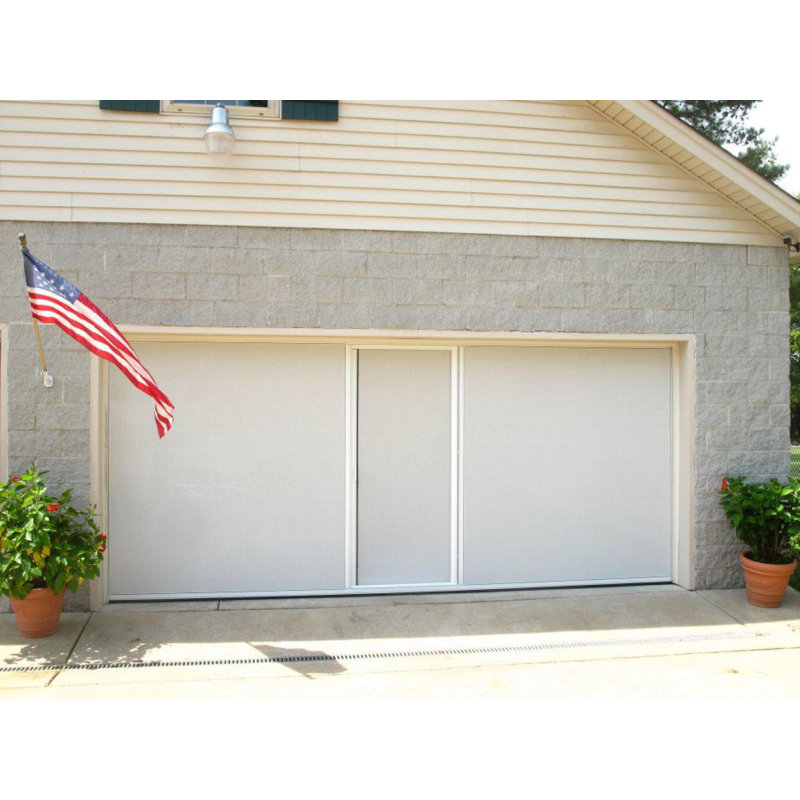 Paravent de porte de garage l 8 pi x H 9 pi, Cadre blanc / blanc, H 9 pi x l 16 pi