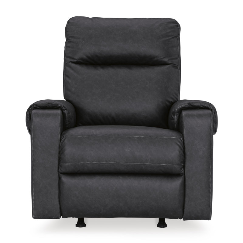Axtellton Black Faux Leather Power Recliner with USB Port