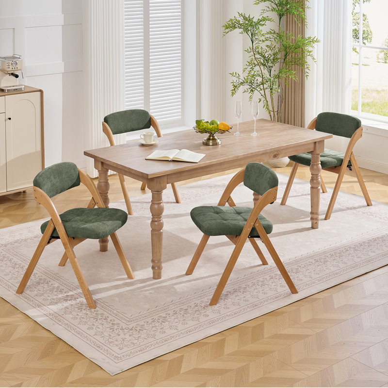 Ensemble de 4 chaises pliantes rembourrées Modern, Green/Natural, 4