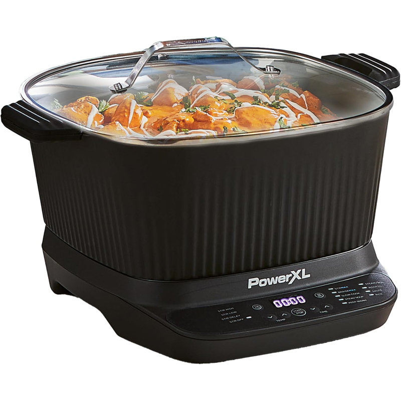 PowerXL STIRMAX PLUS 7.5 Qt Digital Multi-Cooker, Automatic Paddle to Stir and Shred, 9-in-1 Presets for Sauté, Sear, Includes Accessories & Cookbook.