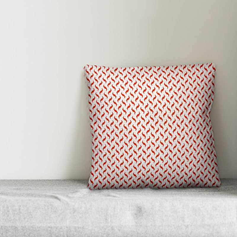 Zig Zag Square Throw Pillow, Red, 16" x 16", Indoor