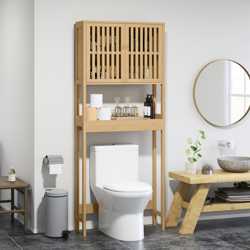Armoire de rangement pour salle de bain au-dessus de la toilette - Conception élégante avec tablette réglable et étagère ouverte