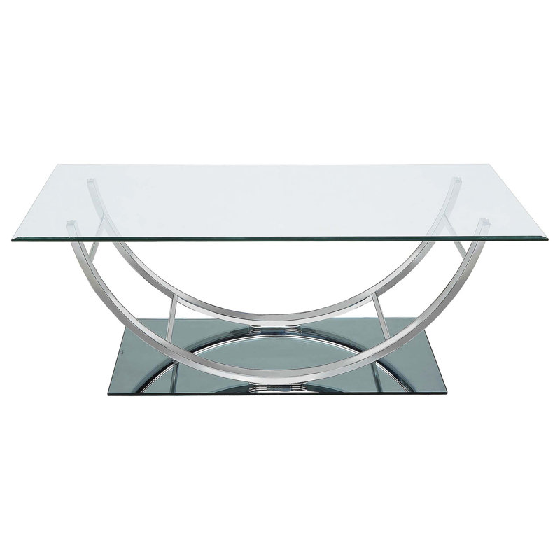 Table basse rectangulaire en U avec plateau en verre