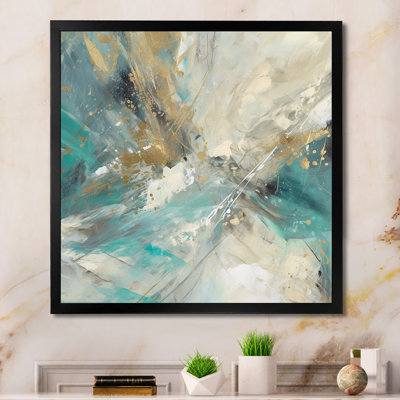 " Golden Hour in Turquoise Waves VI " Mixed Media Print