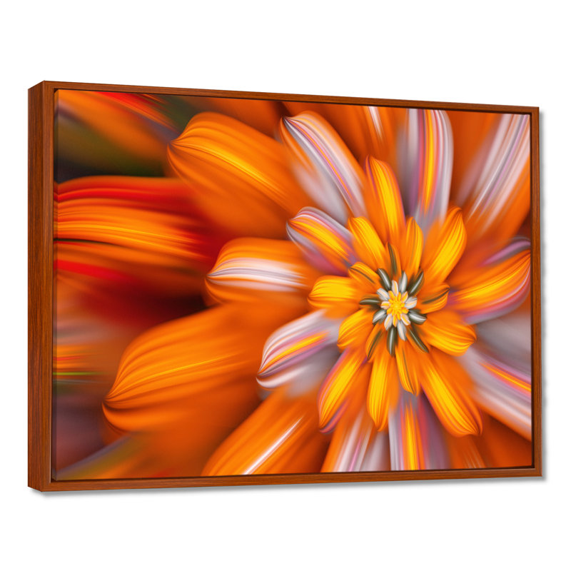 Impression sur toile Massive Orange Fractal, H 30 po x l 40 po, Cadre flottant brun