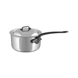 Mauviel M'cook CI 5-Ply Stainless Steel Sauce Pan With Lid, Cast Iron Handle, 3.4-Qt