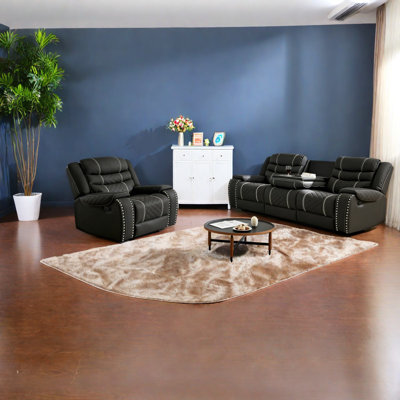 Fauteuils inclinables confortables en microfibre, ensemble de canapé noir moderne pour le salon