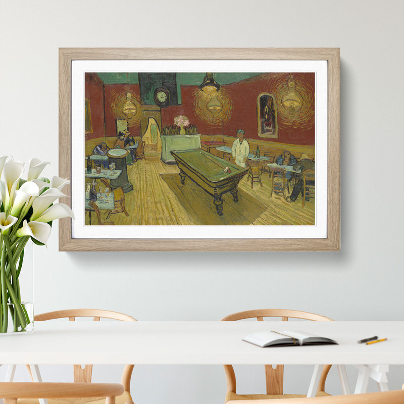 The Night Cafe Vol.2 by Vincent Van Gogh - Picture Frame Painting, 27cm H x 36cm W x 2cm D, Oak Framed