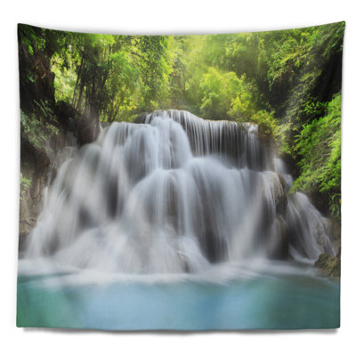 Tapisserie abstraite blanche de cascade de huai mae kamin