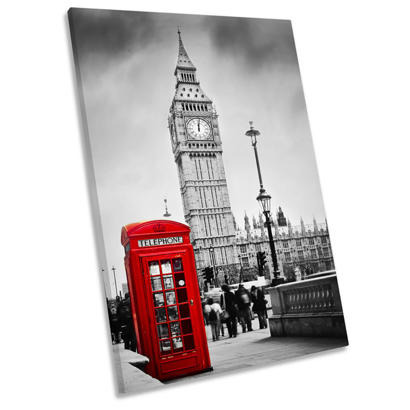 Big Ben London Telephone Box - Wrapped Canvas Print, 61cm H x 40.6cm W x 2cm D