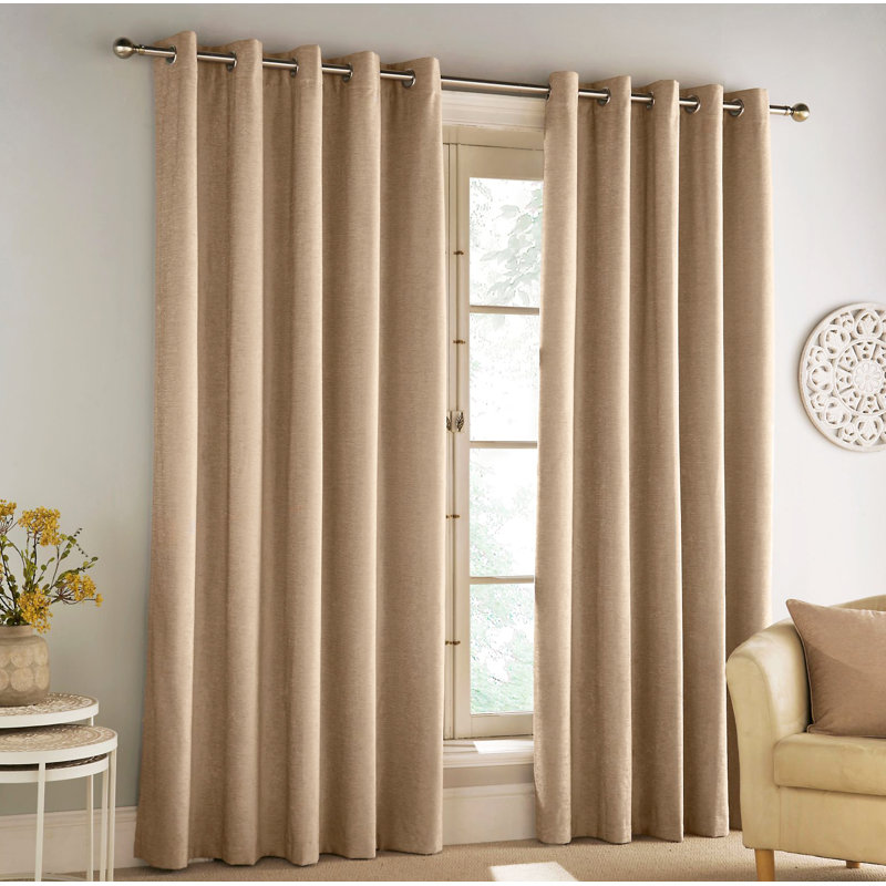 Jamarion Blackout Curtain Pair, 168cm Width x 183cm Drop, Beige