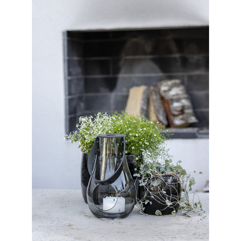 Lantern, Gray, 9.8" H x 6.1" W x 6.1" D