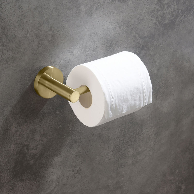 Circular Wall Mounted Toilet Paper Holder, Brush Gold 