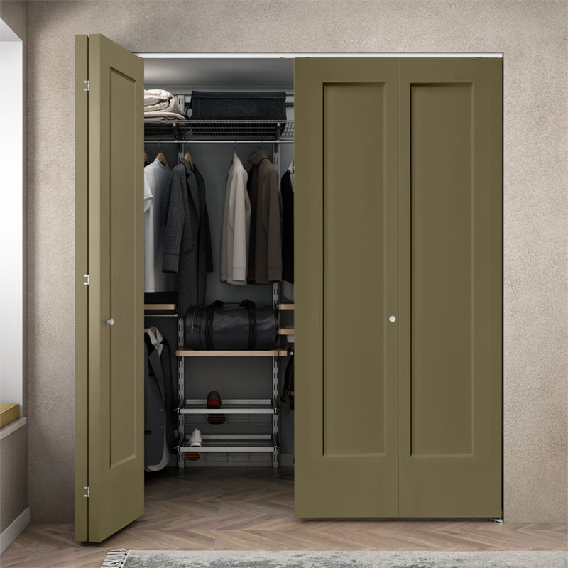 Paneled MDF Composite Double Bifold with Installation Hardware Kit, Olive Green, 80" H x 60" W