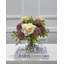 Real Touch Rose Arrangement: Lavender, Pink Berries in Glass Vase