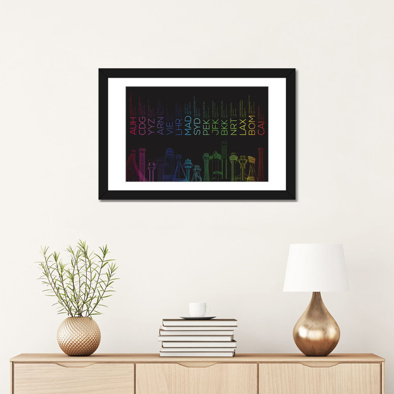 « toure i », impression sur toile, H 16 po x l 24 po x P 1 po, Papier avec cadre noir, Blanc