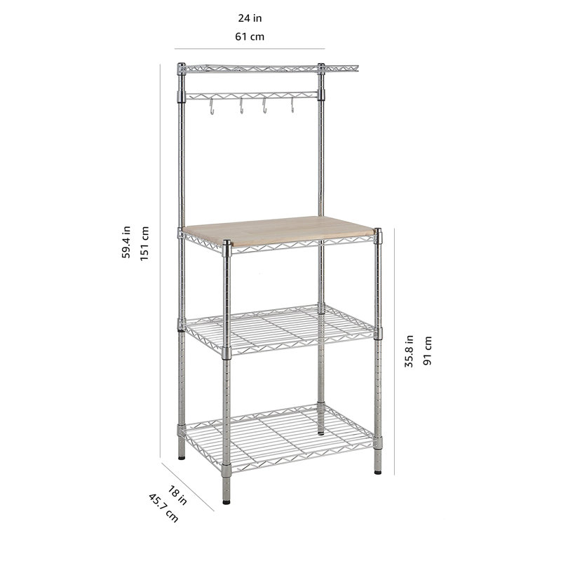 Étagère de cuisine avec plateau amovible, chrome / beige