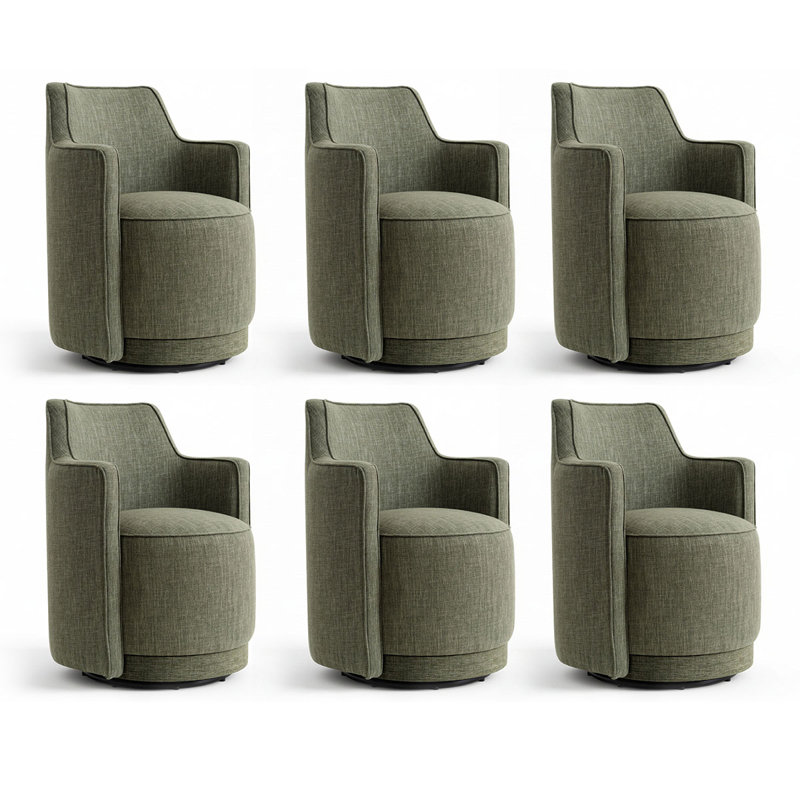 Fauteuil de salle à manger pivotant 19 po rembourré en tissu entièrement assemblé, Vert