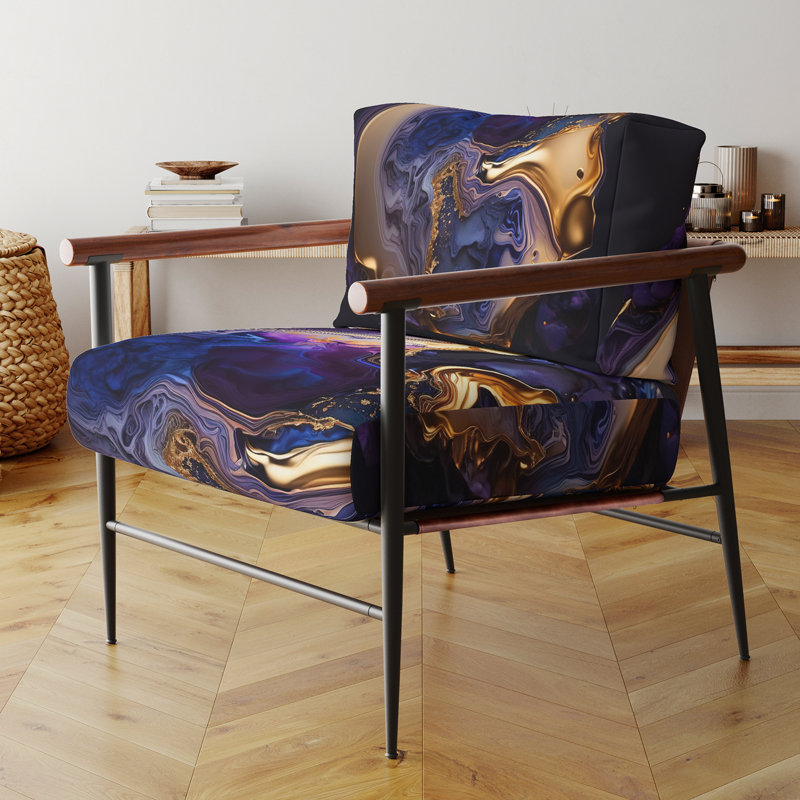 Chaise avec accoudoirs abstraite et abstraite mauve à motif abstrait Geode Mauve II, Noir, noir, noir, noir