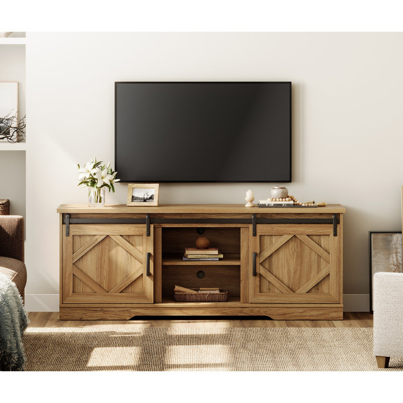 Laziza Farmhouse TV Stand for TVs up to 75", Vintage Oak