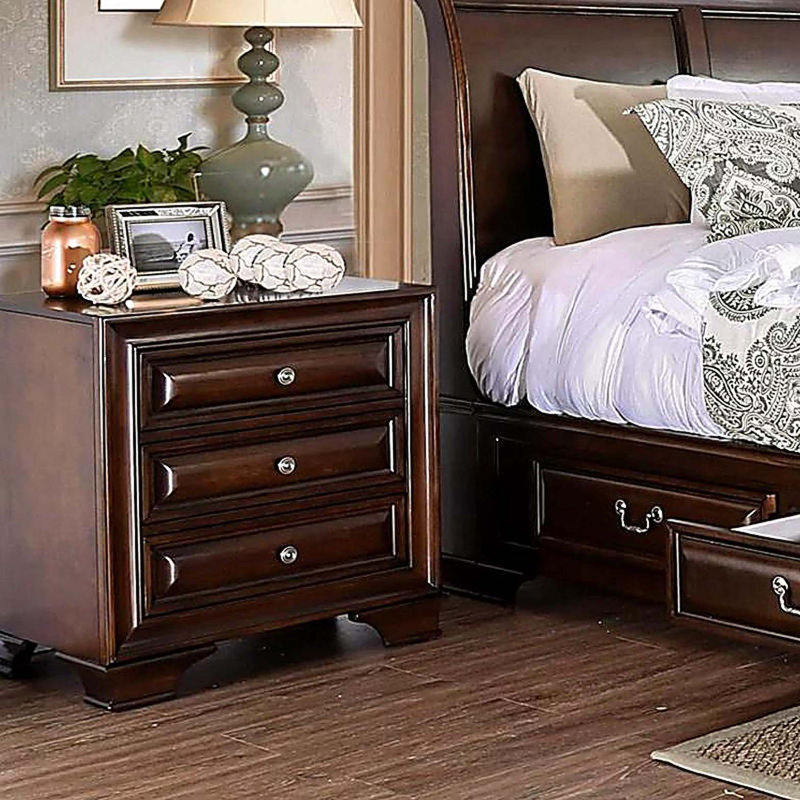 3 - Drawer Solid Wood Nightstand, Brown