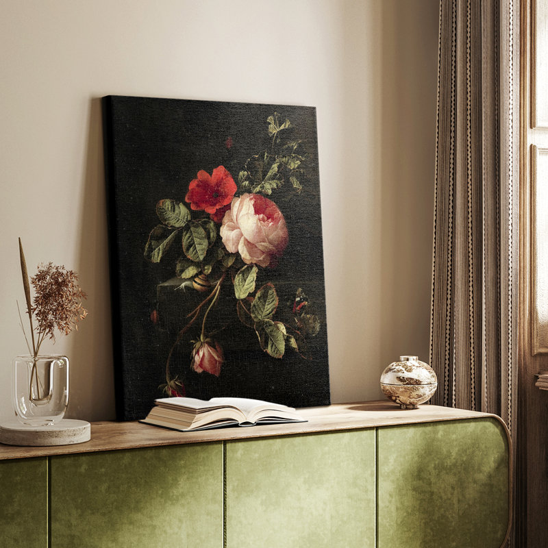 Imprimé floral rétro CCGLXI - galerie enveloppée Cavas, H 18 po x l 12 po