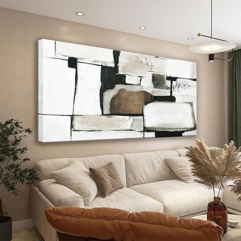 Toile abstraite, décoration murale moderne minimaliste, décorations pour la maison, brun et gris, reproductions d'art mural abstrait, dessin au trait, cuisine de chambre à coucher, bureau 20 po x 40 po
