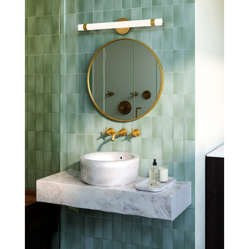 Madison Dimmable LED Bath Bar, Vintage Brass/Glossy Opal