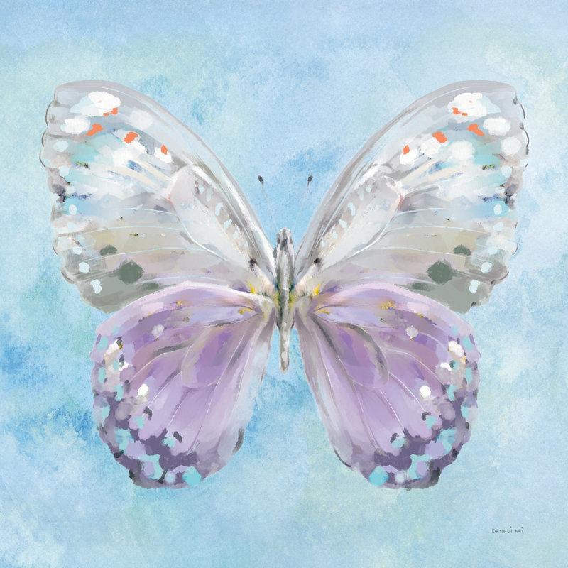 «Aflutter II Watercolor on Canvas» par Danhui Nai, reproduction, H 12 po x l 12 po