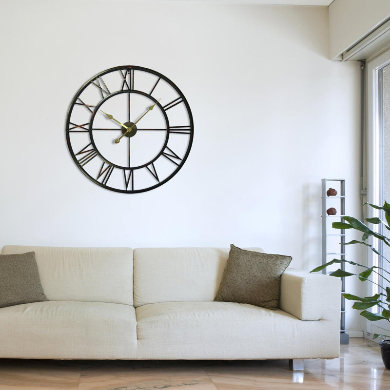 Greig Wall Clock, 76cm H x 76cm W x 3.5cm D, Black/Gold