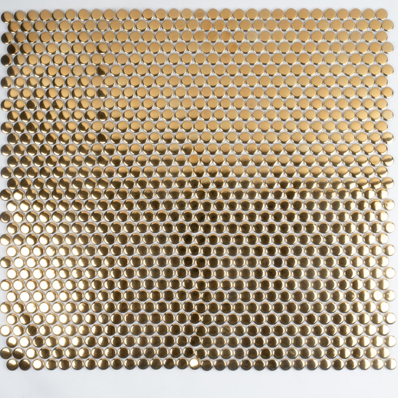 Cirkel 11.46'' W x 12.4'' L Porcelain Tile Mosaic Sheet, Gold