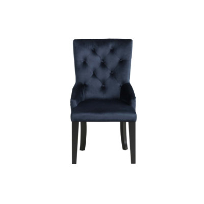 Fauteuil d'appoint moderne Luna de 41 po, dossier serré, capitonné, velours, bleu