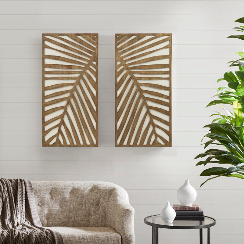 Birch Palm Two-Tone 2-Piece MDF Wall Panel Set
