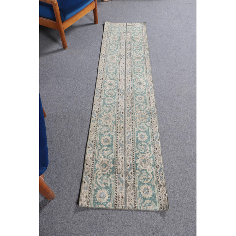 Tapis de couloir Oushak beige antique antique